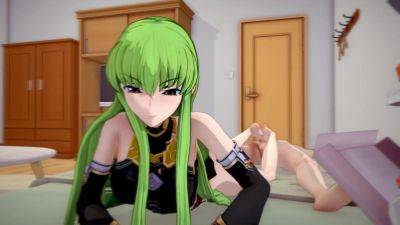 3d Green-haired Babe Giving A Reverse Footjob In Pov - upornia.com - Japan