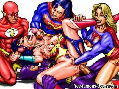 Famous cartoon superheroes orgy - sunporno.com